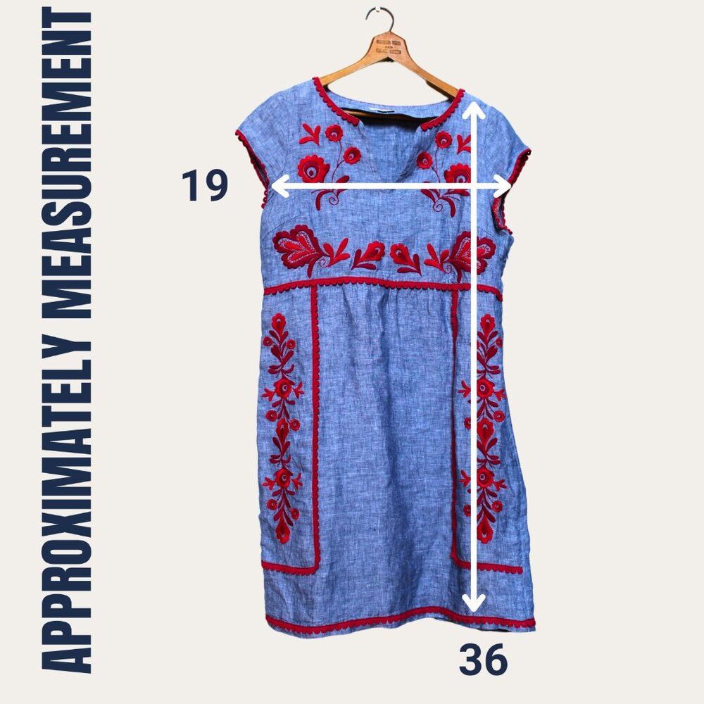 BODEN Size 6 Bea blue linen embroidered dress EUC Boho Summer Vacation Beach - Picture 9 of 9